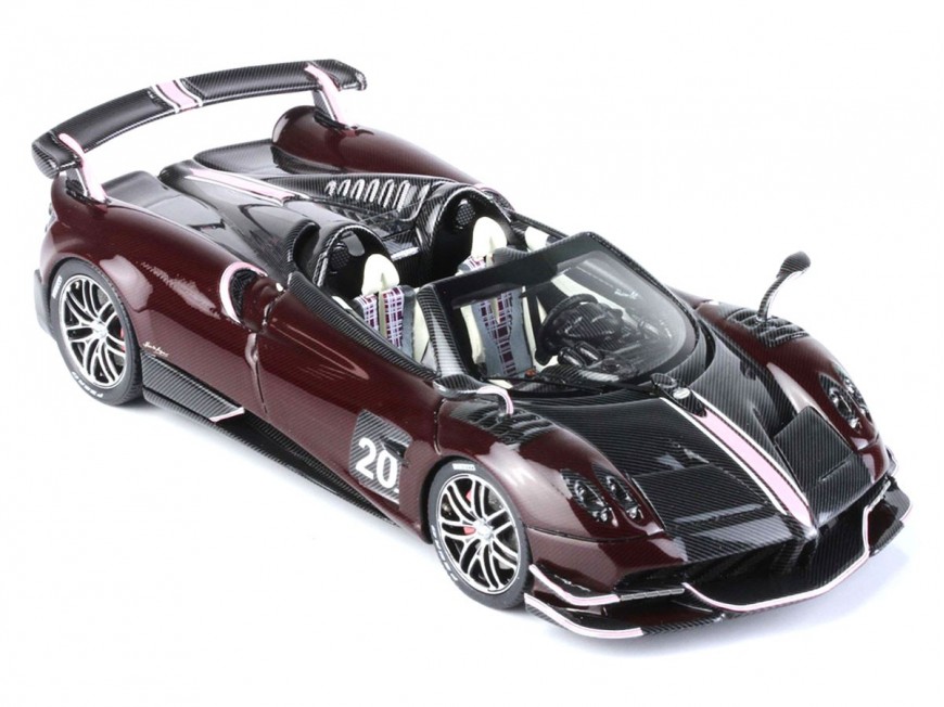Pagani Huayra Roadster BC BBR Models 1/43 BBRC226C Fibre de Carbone Rouge Foncé et Noire