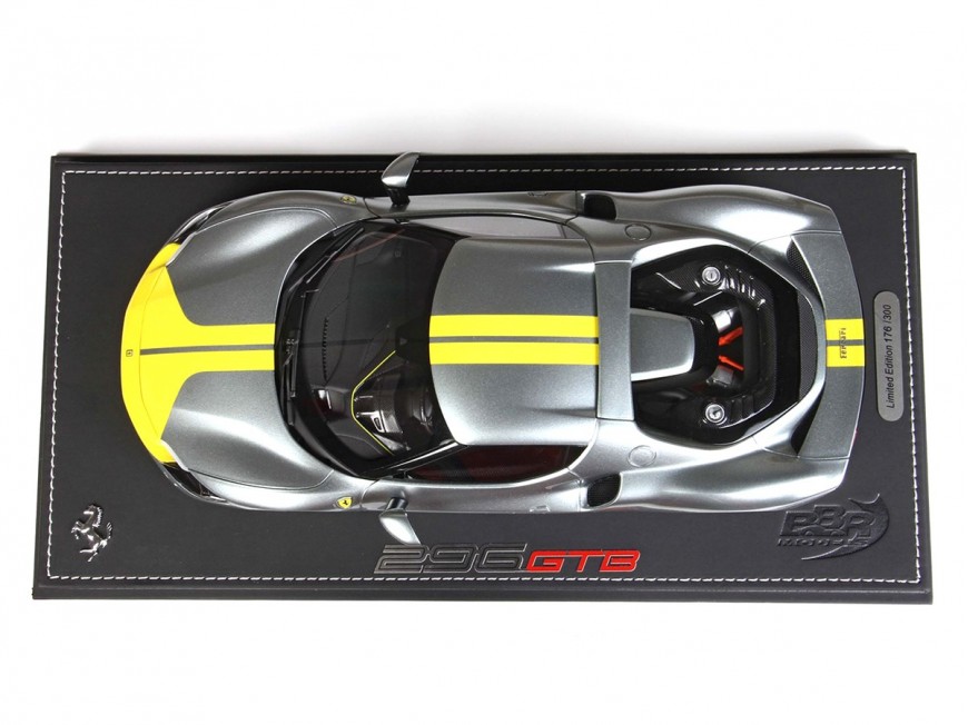 Ferrari 296 GTB Assetto Fiorano BBR Models 1/18 P18211A Metallic Coburn Grey with display case