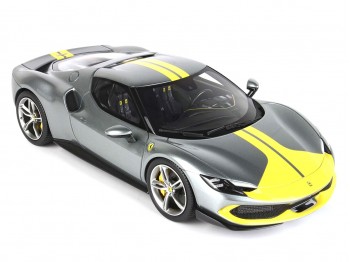Ferrari 296 GTB Assetto Fiorano BBR Models 1/18 P18211A Metallic Coburn Grey with display case