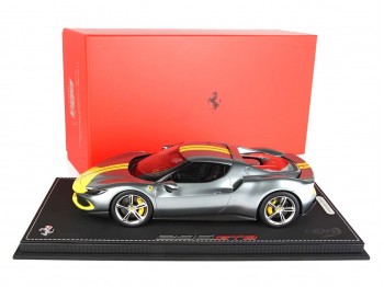 Ferrari 296 GTB Assetto Fiorano BBR Models 1/18 P18211A Metallic Coburn Grey with display case