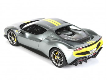 Ferrari 296 GTB Assetto Fiorano BBR Models 1/18 P18211A Metallic Coburn Grey with display case