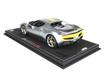 Ferrari 296 GTB Assetto Fiorano BBR Models 1/18 P18211A Metallic Coburn Grey with display case
