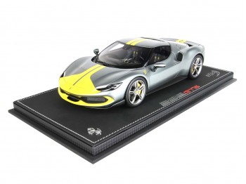 Ferrari 296 GTB Assetto Fiorano BBR Models 1/18 P18211A Metallic Coburn Grey with display case
