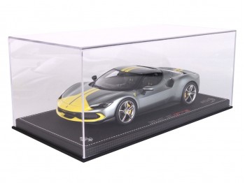 Ferrari 296 GTB Assetto Fiorano BBR Models 1/18 P18211A Metallic Coburn Grey with display case