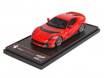 Ferrari 812 Competizione BBR Models 1/43 BBRC259B2 Rouge de Course 322 avec bande horizontale Jaune Fly