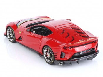 Ferrari 812 Competizione BBR Models 1/43 BBRC259B2 Rouge de Course 322 avec bande horizontale Jaune Fly