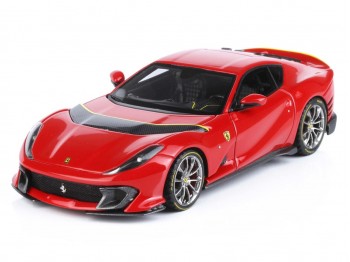 Ferrari 812 Competizione BBR Models 1/43 BBRC259B2 Rouge de Course 322 avec bande horizontale Jaune Fly
