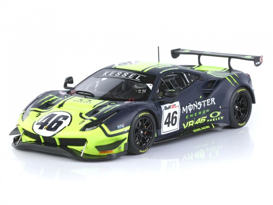 Ferrari 488 GT3 Valentino Rossi Team Kessel BBR Models 1/43 BBRC258 Giallo Fluo e Blu Opaco