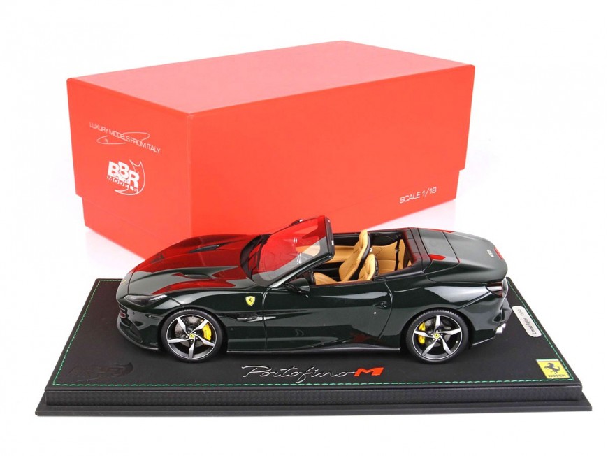 Ferrari Portofino M Spider BBR Models 1/18 P18193C Verde British Metallizzato con vetrina