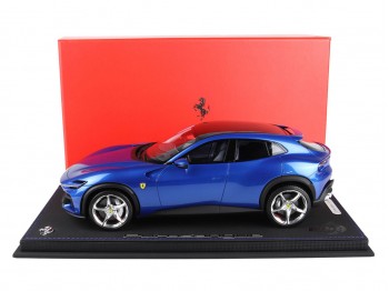 Ferrari Purosangue BBR Models 1/18 P18219G Bleu de Course Métallisé avec vitrine