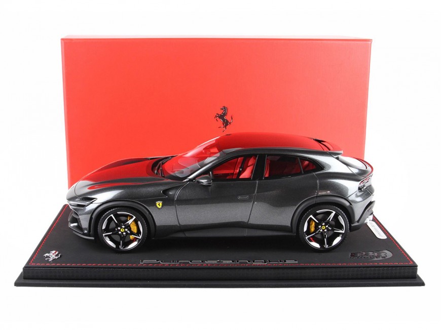 Ferrari Purosangue BBR Models 1/18 P18219A Metallic Silverstone Grey with display case