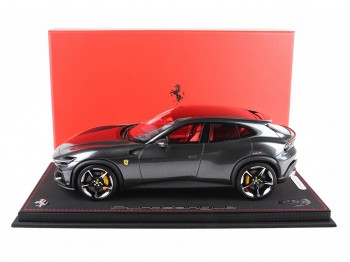 Ferrari Purosangue BBR Models 1/18 P18219A Metallic Silverstone Grey with display case