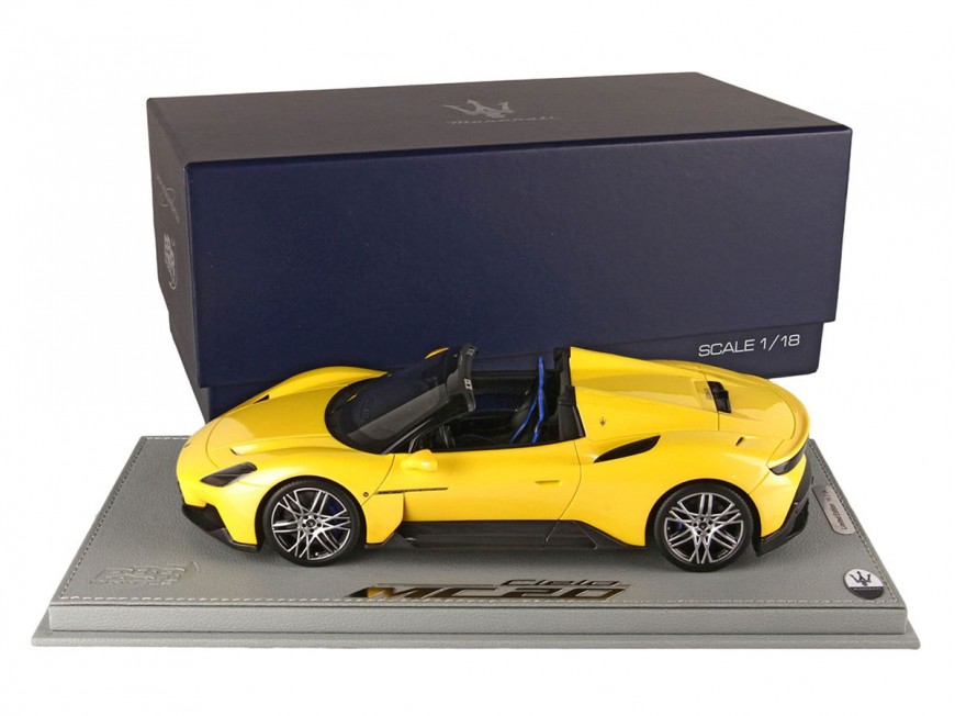 Maserati MC20 Cielo BBR Models 1/18 P18222C Giallo Genio Metallizzato con vetrina