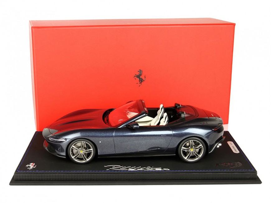 Ferrari Roma Spider BBR Models 1/18 P18230D Metallic Rome Blu with display case