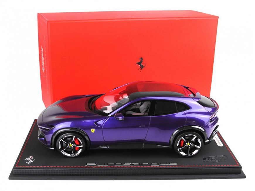 Ferrari Purosangue BBR Models 1/18 P18231C Al Humaid Violet panoramic roof with display case