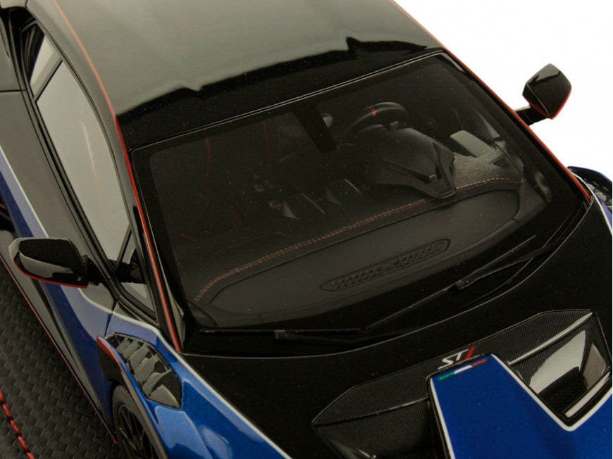 Lamborghini Huracàn STJ MR Collection 1/18 LAMBO063 Blu Eliadi con vetrina