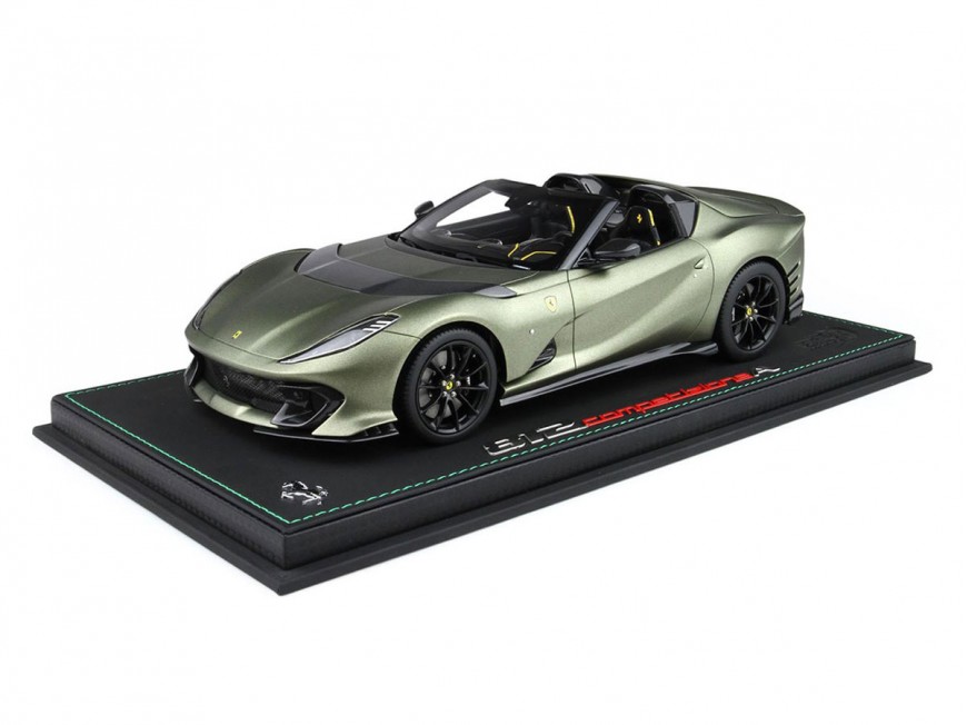 Ferrari 812 Competizione A BBR Models 1/18 P18209M Matt Manzoni Green with display case