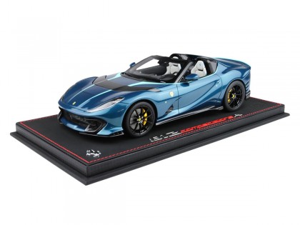 Ferrari 812 Competizione A BBR Models 1/18 P18209R Bleu Capri Métallisé avec vitrine
