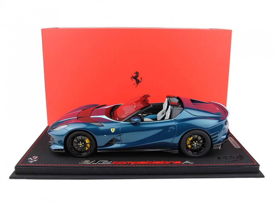 Ferrari 812 Competizione A BBR Models 1/18 P18209R Blu Capri Metallizzato con vetrina