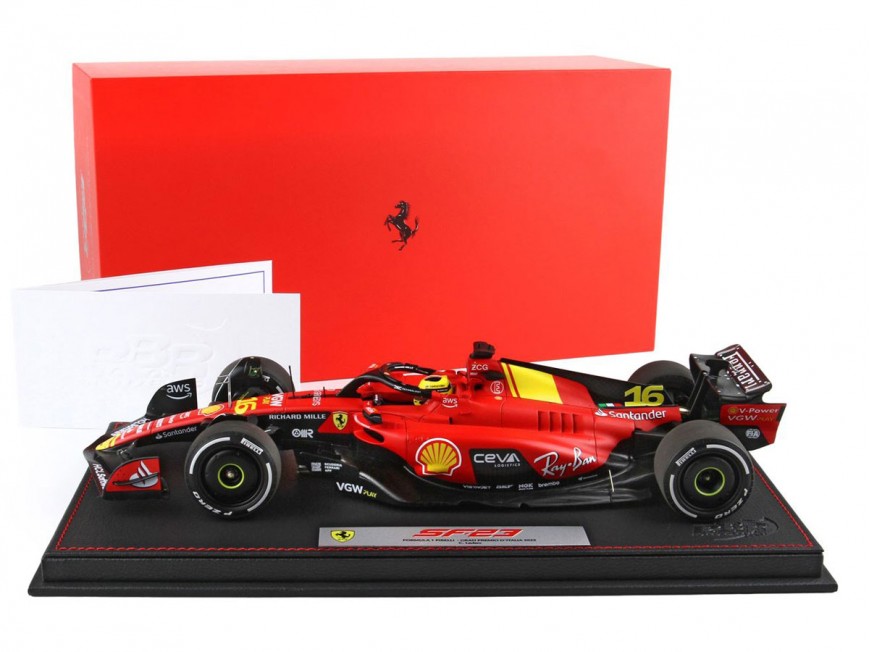 Ferrari SF-23 GP Italia Monza Charles Leclerc die-cast BBR Models 1/18 BBR231816BDIE con vetrina