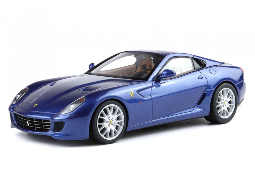 Ferrari 599 GTB Fiorano Manual Gearbox BBR Models 1/18 BBR1872C Metallic Mirabeu Blue with display case