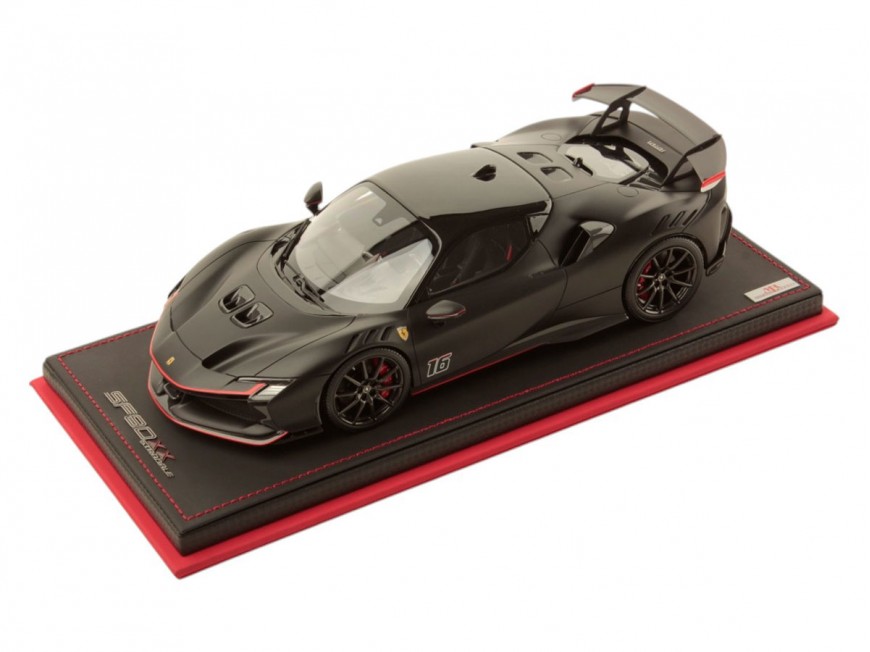 Ferrari SF90 XX Stradale Charles Leclerc MR Collection 1/18 FE041SE3 Matt Black with display case