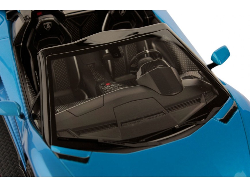 Lamborghini Aventador LP 780-4 Ultimae Roadster MR Collection 1/18 LAMBO051A Blu Tawaret con vetrina