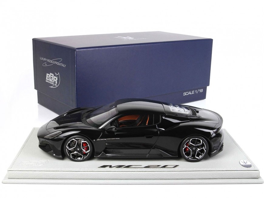 Maserati MC20 BBR Models 1/18 P18191B Nero Enigma Metallizzato con vetrina