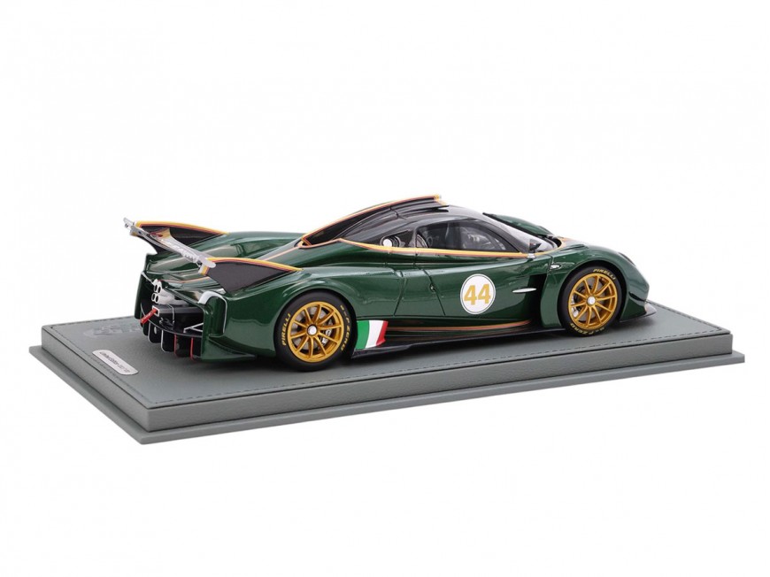 Pagani Huayra R BBR Models 1/18 P18218G Fibre de Carbone Vert Brillant et Vert Émeraude avec vitrine