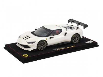 Ferrari 296 Challenge BBR Models 1/18 P18242C Bianco Fuji con vetrina