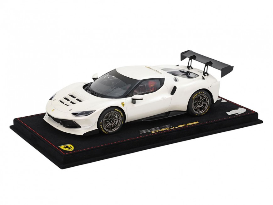 Ferrari 296 Challenge BBR Models 1/18 P18242C Bianco Fuji con vetrina