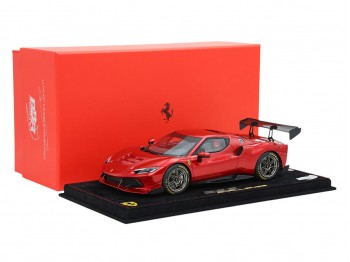 Ferrari 296 Challenge BBR Models 1/18 P18242D Rouge Ardent avec vitrine