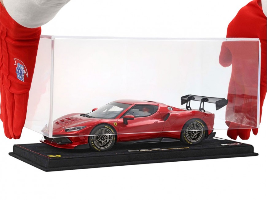 Ferrari 296 Challenge BBR Models 1/18 P18242D Rouge Ardent avec vitrine