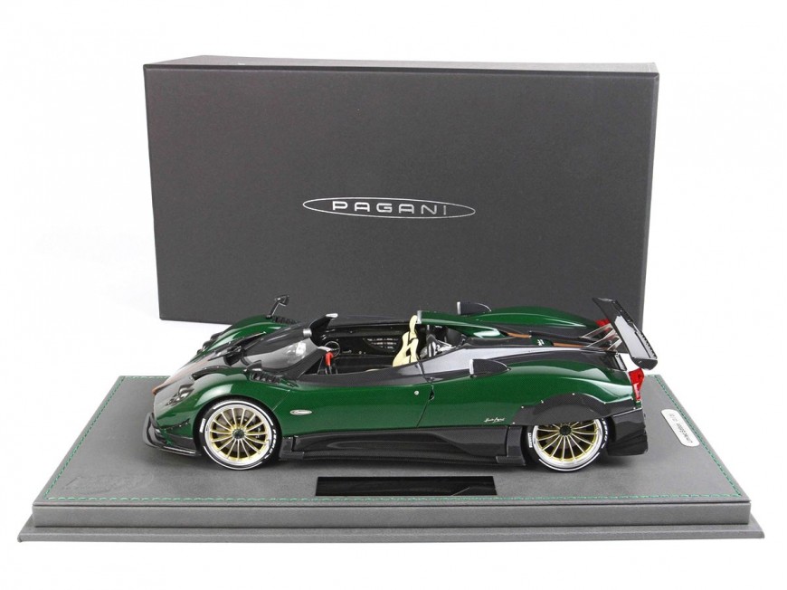 Pagani Zonda HP Barchetta BBR Models 1/18 P18161GREEN1 Fibre de Carbone Verte avec vitrine