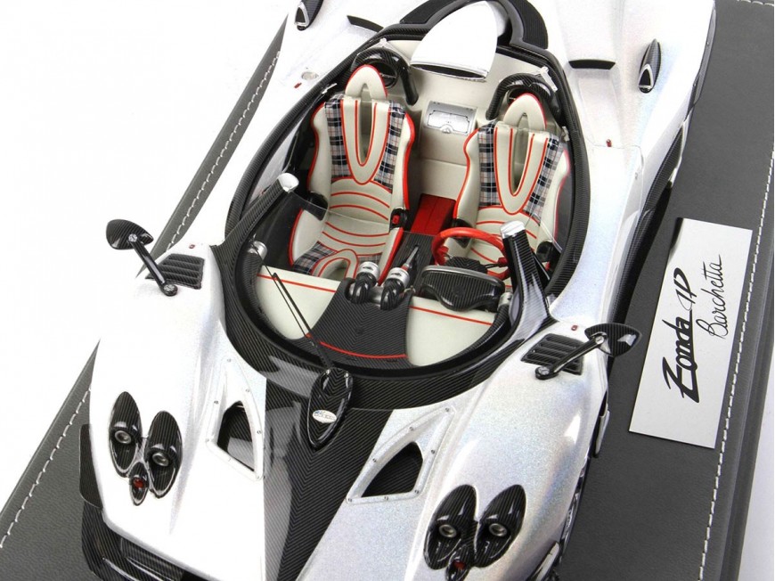 Pagani Zonda HP Barchetta BBR Models 1/18 P18161F Metallic Iridescent White with display case