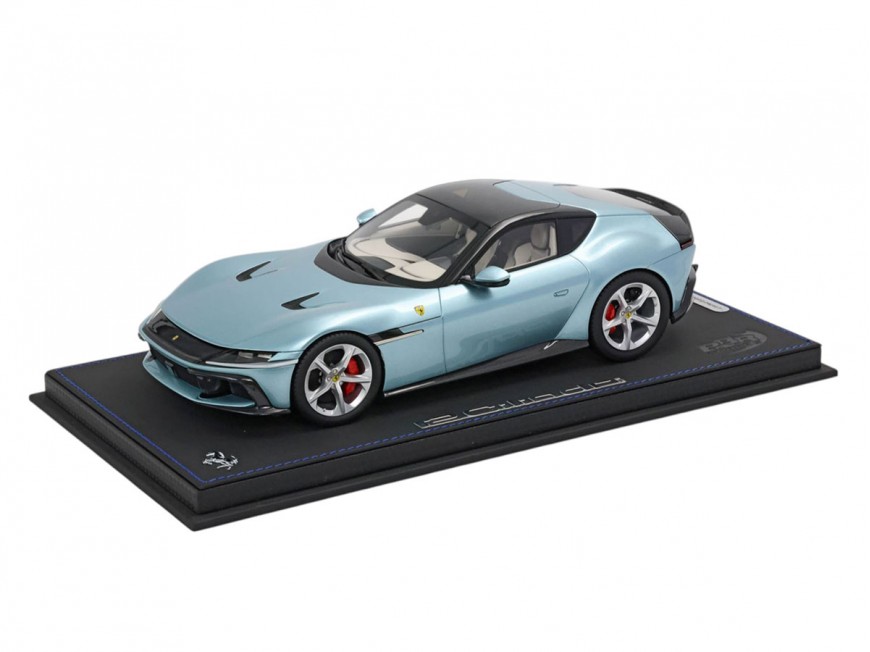 Ferrari 12Cilindri BBR Models 1/18 P18254D Céleste Trevi toit panoramique avec vitrine