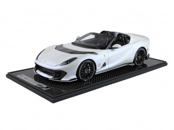 Ferrari 812 Competizione A Charles Leclerc BBR Models 1/12 BBR1224CL Blanc Vague Marine Mat avec vitrine