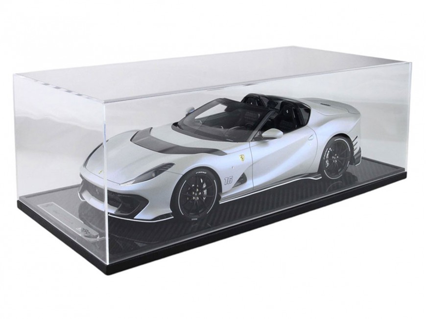 Ferrari 812 Competizione A Charles Leclerc BBR Models 1/12 BBR1224CL Blanc Vague Marine Mat avec vitrine