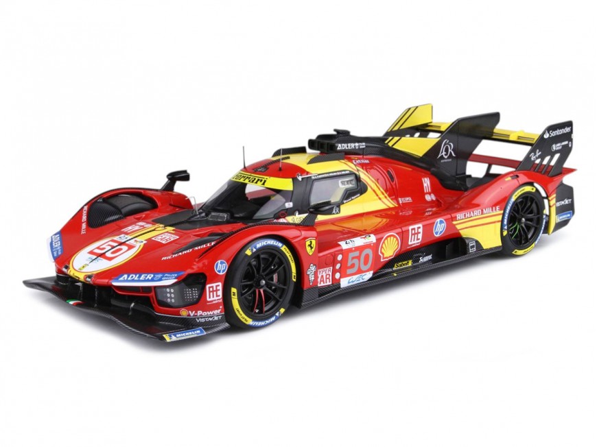 Ferrari 499P Winner Le Mans 2024 Car n.50 BBR Models 1/18 P18252A avec vitrine