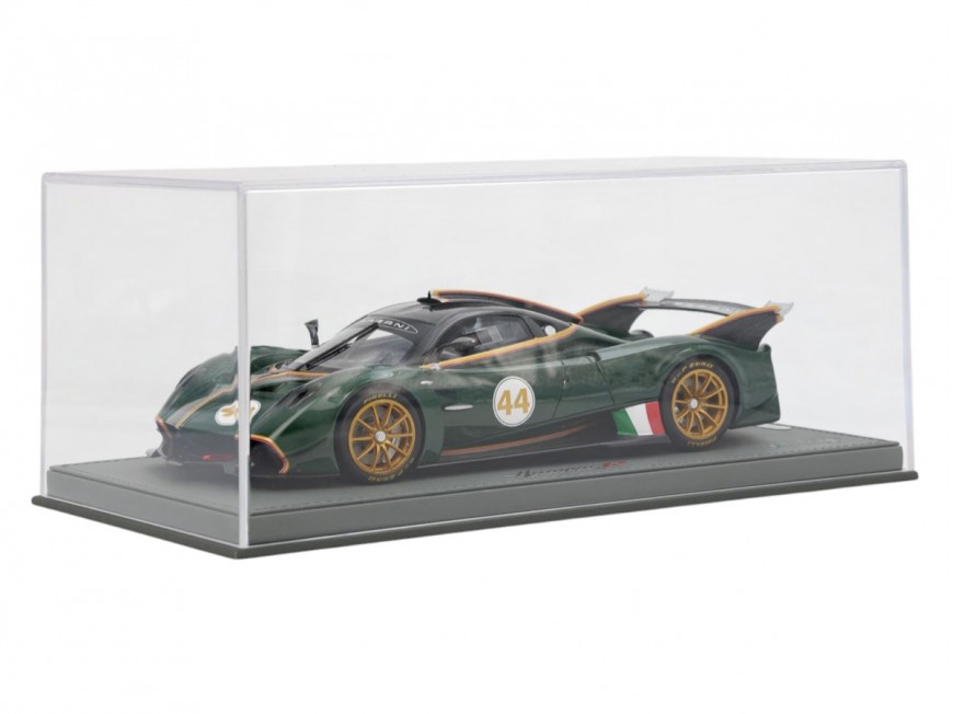 Pagani Huayra R BBR Models 1/18 P18218G Fibre de Carbone Vert Brillant et Vert Émeraude avec vitrine
