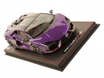 Lamborghini Revuelto MR Collection 1/18 LAMBO058SE9 Pourpre Pasifae avec Livrée Jaune avec vitrine
