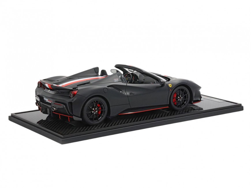Ferrari 488 Pista Spider Charles Leclerc BBR Models 1/12 BBR1225CL Noir Mat avec vitrine