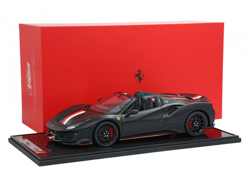 Ferrari 488 Pista Spider Charles Leclerc BBR Models 1/12 BBR1225CL Matt Black with display case