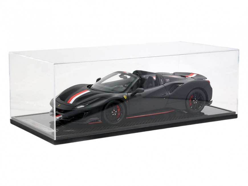 Ferrari 488 Pista Spider Charles Leclerc BBR Models 1/12 BBR1225CL Noir Mat avec vitrine