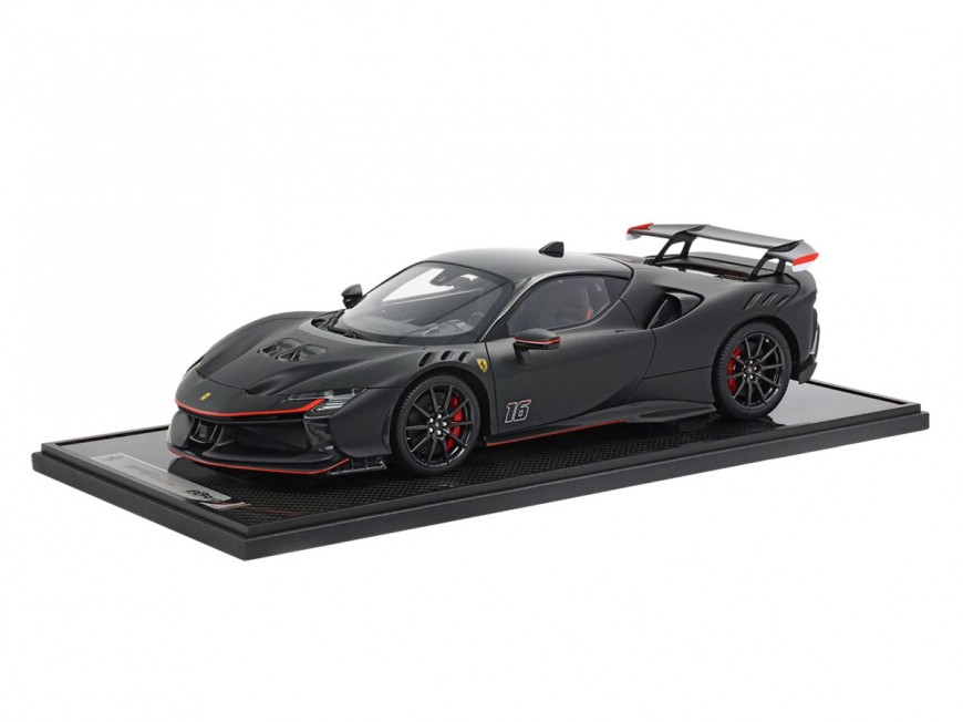 Ferrari SF90 XX Stradale Charles Leclerc BBR Models 1/12 BBR1220CL Noir Mat avec vitrine