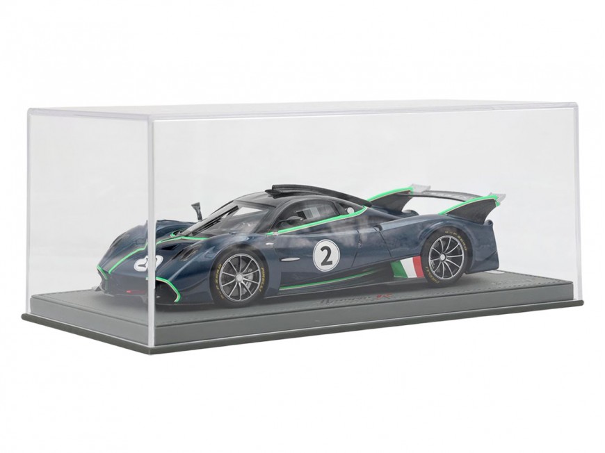 Pagani Huayra R BBR Models 1/18 P18218I Fibre de Carbone Bleu Danube avec vitrine