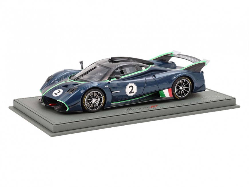 Pagani Huayra R BBR Models 1/18 P18218I Danube Blue Carbon Fiber with display case