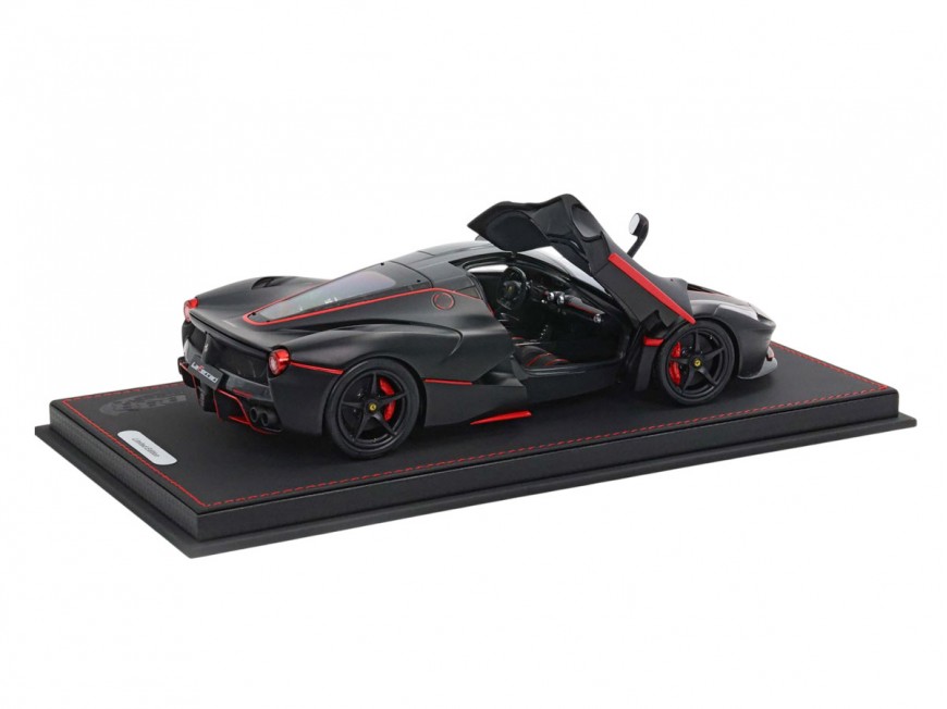 Ferrari LaFerrari die-cast BBR Models 1/18 BBR182239 Matt Black with Red Stripes with display case