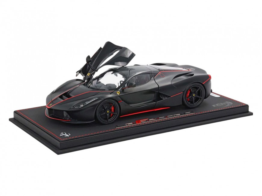 Ferrari LaFerrari die-cast BBR Models 1/18 BBR182239 Matt Black with Red Stripes with display case