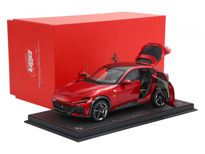 Ferrari Purosangue die-cast ouvrable BBR Models 1/18 HE180052BDIE Rouge Magma 322 avec vitrine